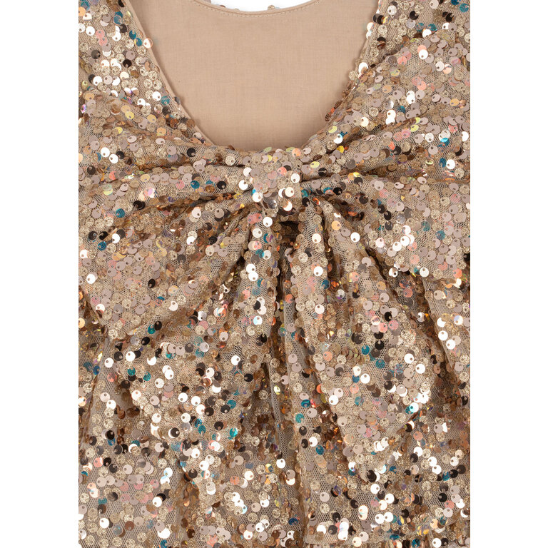 Konges Sløjd Lila Sequins Bow Dress | Gold Glitter
