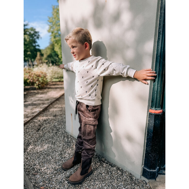 Levv LEVV sweater jongen Varick sweater White Graphic wit met print