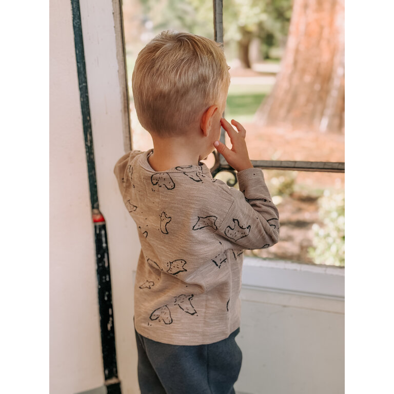 PLAY UP PLAY UP rib T-shirt jongen met print (beige)