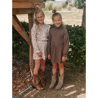 Levv Dress | Vajen | Taupe Lines