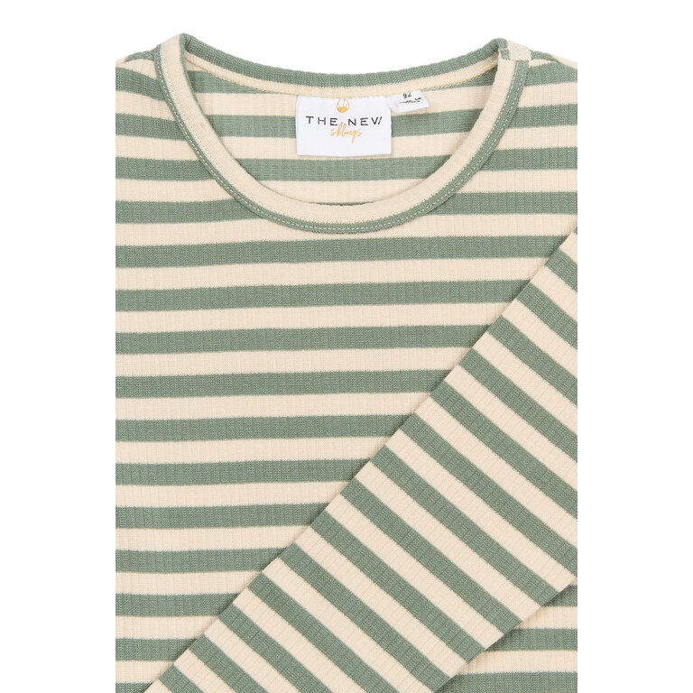 The New Fro L_S Rib Tee | Shirt | Lily pad striped