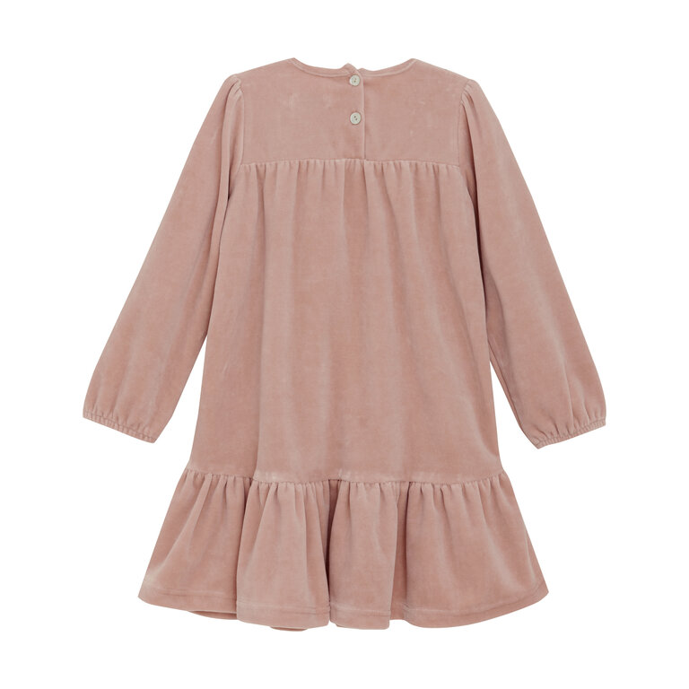 Huttelihut Huttelihut jurk meisje velours Adobe Rose oudroze
