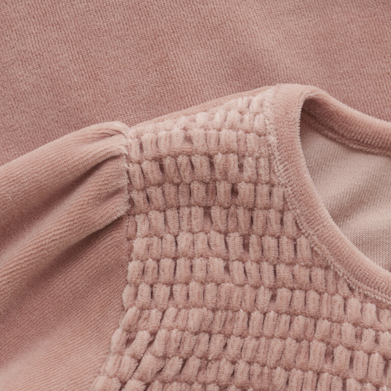 Huttelihut Huttelihut jurk meisje velours Adobe Rose oudroze