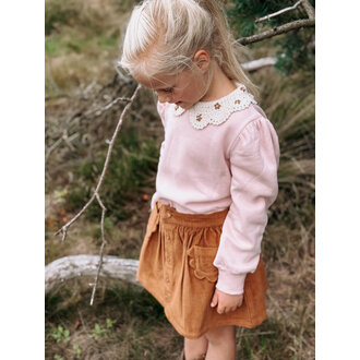 EMILE & IDA Rok Emile et Ida | Jupe Poches Fleurs Velours | Pecan