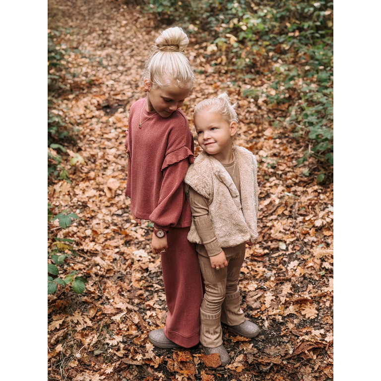 Levv LEVV flared broek meisje Vlinder flared broek Light Taupe taupe