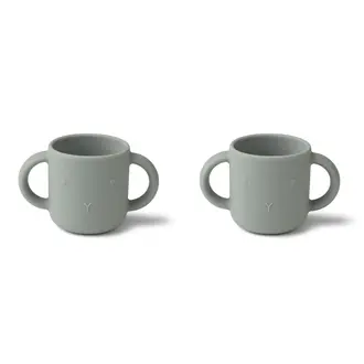 LIEWOOD Gene Silicone Cups | 2 Pack | Rabbit Dove Blue