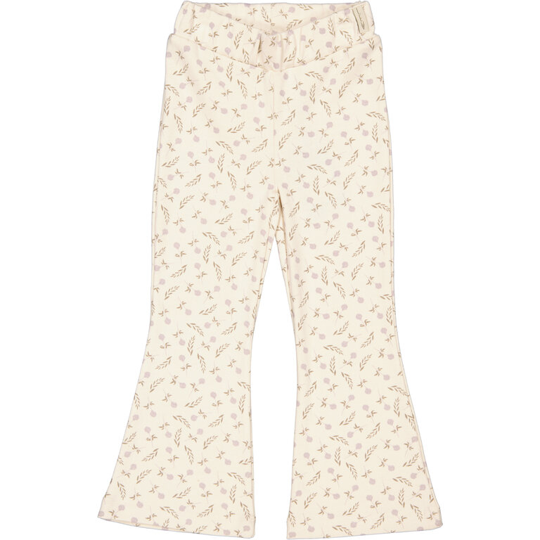 Levv LEVV flared broek meisje Flairbroek flared broek AOP Purple Flower crème met bloemenprint