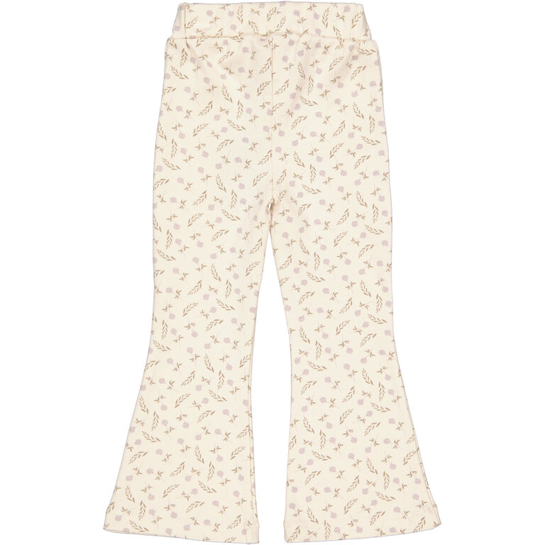 Levv LEVV flared broek meisje Flairbroek flared broek AOP Purple Flower crème met bloemenprint