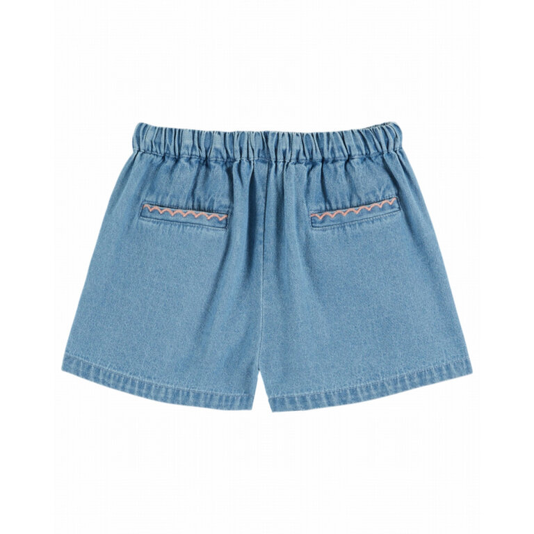Emile et Ida Emile et Ida | SHORT DENIM LIGHT BRODE ROSE | Denim Light