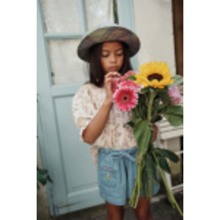 Emile et Ida Emile et Ida | SHORT DENIM LIGHT BRODE ROSE | Denim Light