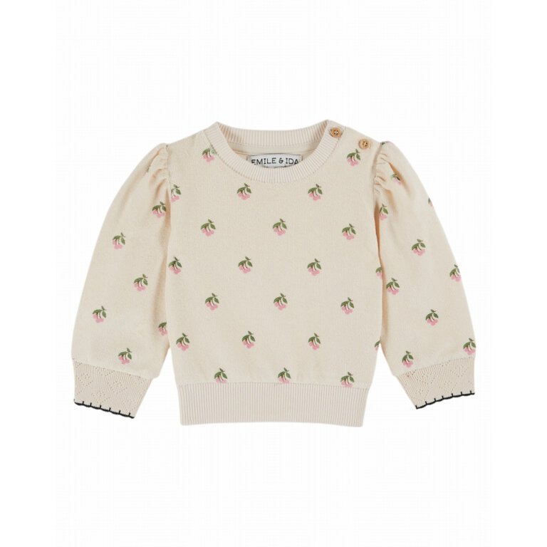 Emile et Ida Emile et Ida | SWEAT EPONGE IMPRIME | Cerisette crème