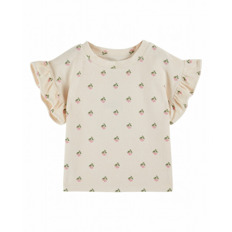 Emile et Ida Emile et Ida |  TEE SHIRT EPONGE IMPRIME | Cerisette crème