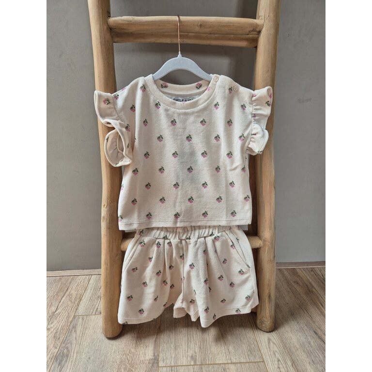 Emile et Ida Emile et Ida |  TEE SHIRT EPONGE IMPRIME | Cerisette crème