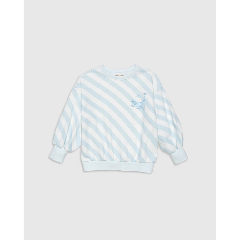 The Sunday Collective The Sunday Collective sweatshirt kind Organic Weekend Sweatshirt Sky Blue Stripe lichtblauw gestreept