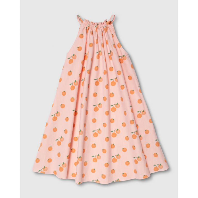 The Sunday Collective The Sunday Collective jurk meisje Tie Neck Dress Clementine oranje