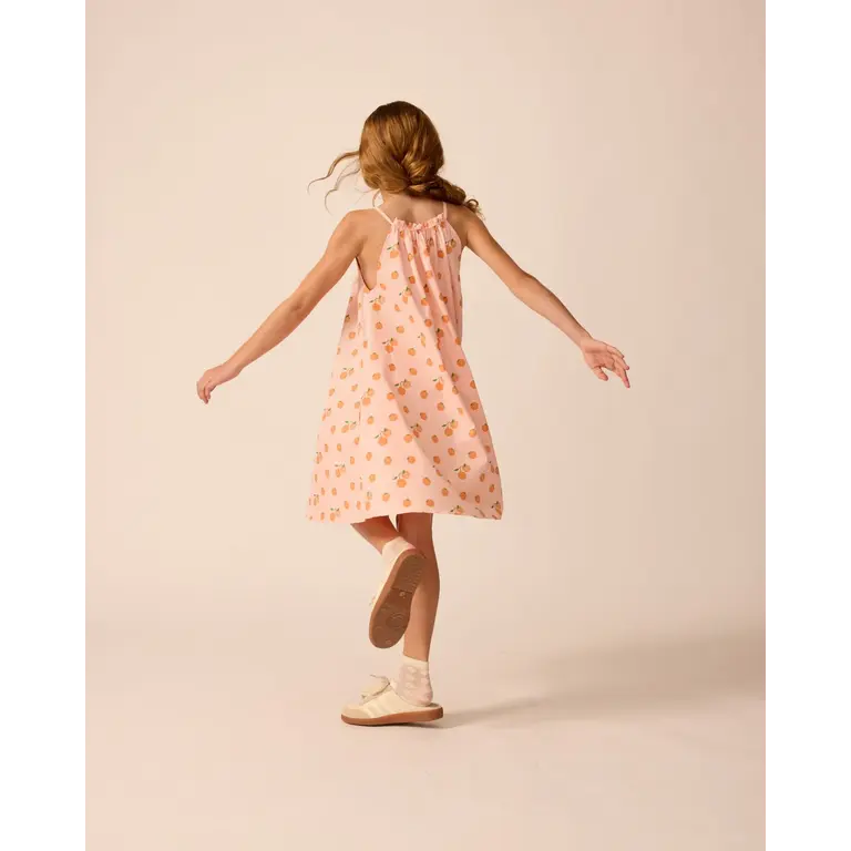 The Sunday Collective The Sunday Collective jurk meisje Tie Neck Dress Clementine oranje