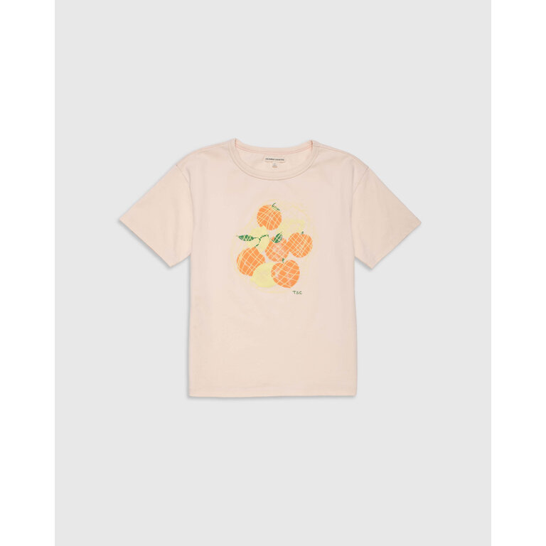 The Sunday Collective The Sunday Collective T-shirt meisje Organic Weekend Tee Peach Mix Fruit perzik met fruitprint