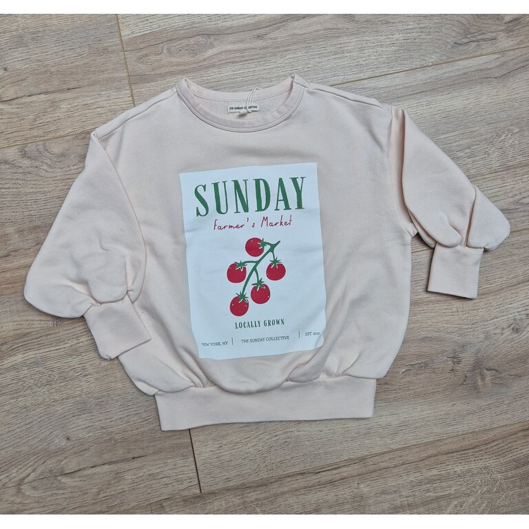 The Sunday Collective The Sunday Collective sweatshirt meisje Organic Weekend Sweatshirt Peach perzik