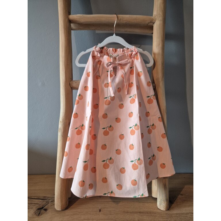 The Sunday Collective The Sunday Collective jurk meisje Tie Neck Dress Clementine oranje