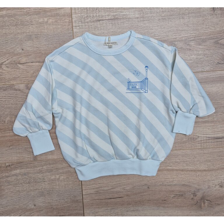 The Sunday Collective The Sunday Collective sweatshirt kind Organic Weekend Sweatshirt Sky Blue Stripe lichtblauw gestreept