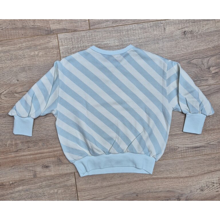 The Sunday Collective The Sunday Collective sweatshirt kind Organic Weekend Sweatshirt Sky Blue Stripe lichtblauw gestreept