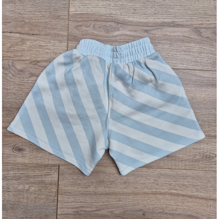 The Sunday Collective The Sunday Collective korte broek kind Organic Weekend Shorts Sky Blue Stripe lichtblauw gestreept