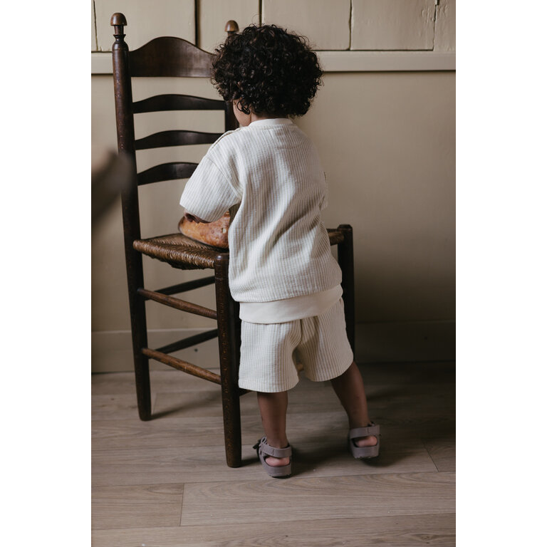 Levv LEVV korte broek jongen Bruun short AOP Off White Stripe off white gestreept