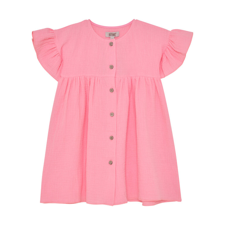Huttelihut Huttelihut jurk meisje SS Muslin Plumeria roze