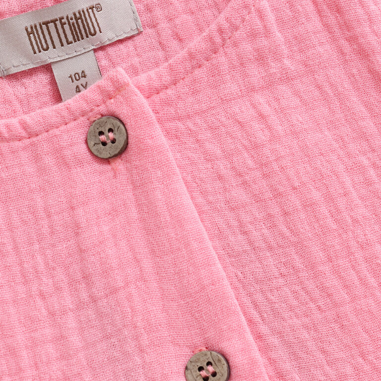 Huttelihut Huttelihut jurk meisje SS Muslin Plumeria roze