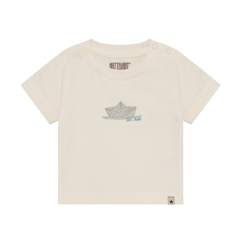 Huttelihut Huttelihut T-shirt baby SS Boat Antique White gebroken wit