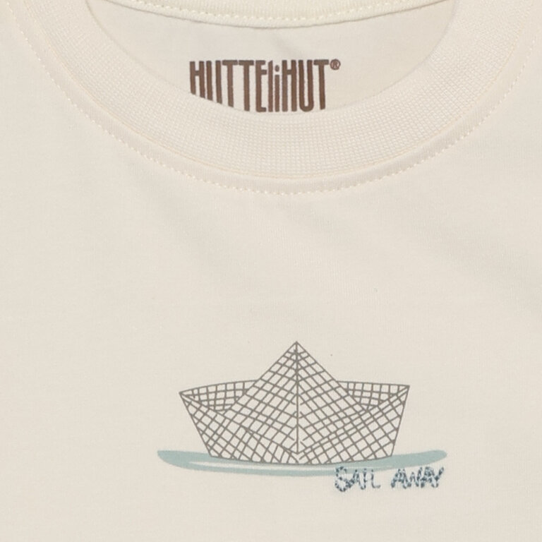Huttelihut Huttelihut T-shirt baby SS Boat Antique White gebroken wit