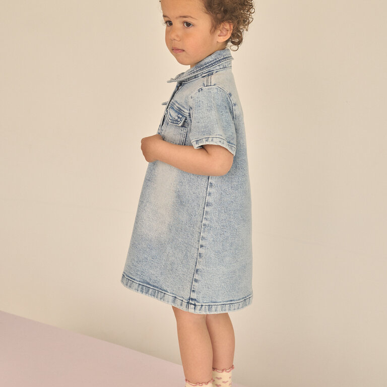 EN FANT EN FANT jurk kind denim Light Blue Denim spijkerjurk blauw
