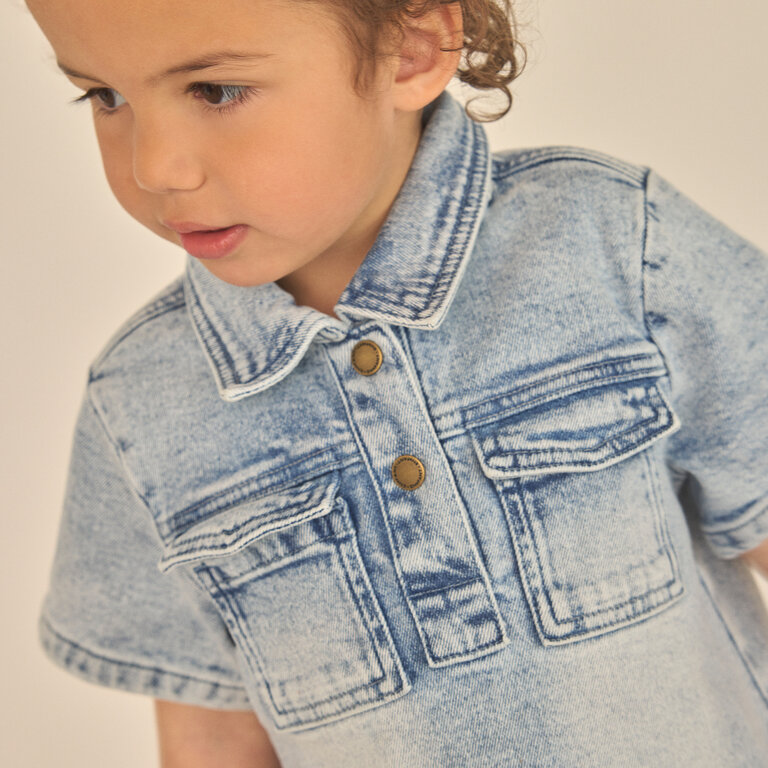 EN FANT EN FANT jurk kind denim Light Blue Denim spijkerjurk blauw