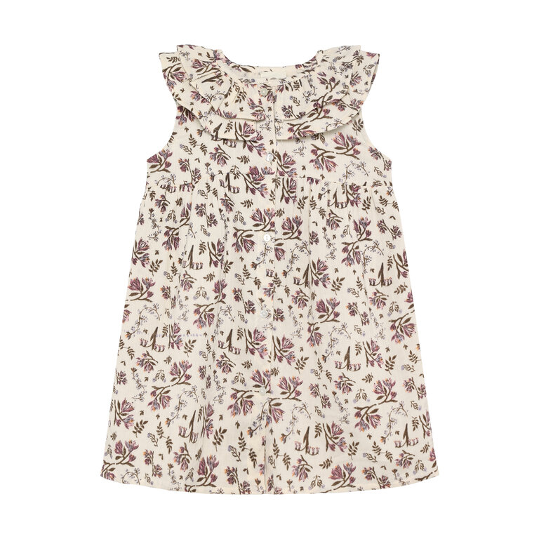 EN FANT EN FANT jurk kind Floral Woven Eggnog bloemenjurk beige