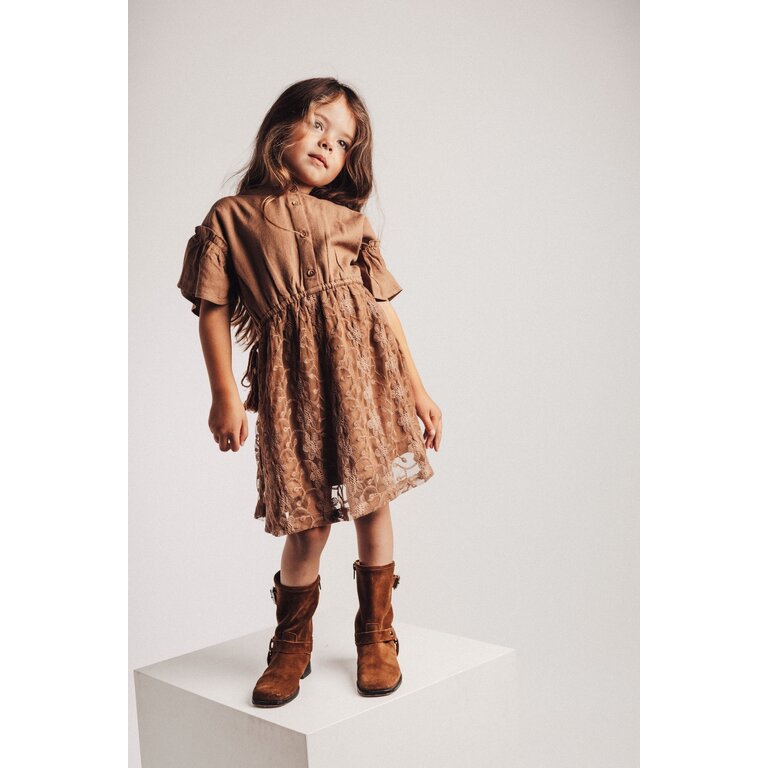 Baje Studio BAJE jurk meisje Claudie Brown Coconut bruin (valt groot)