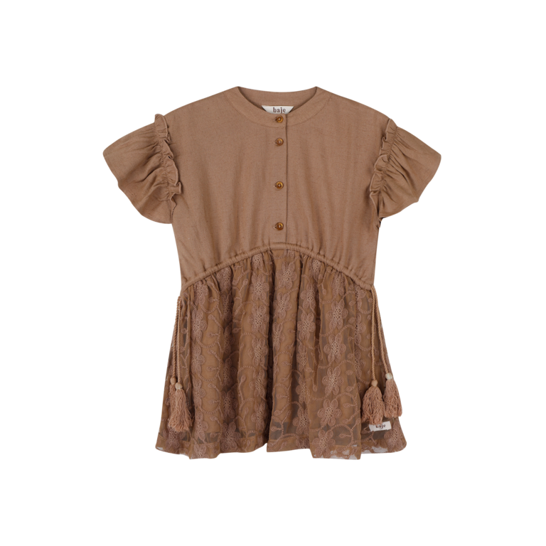 Baje Studio BAJE jurk meisje Claudie Brown Coconut bruin (valt groot)