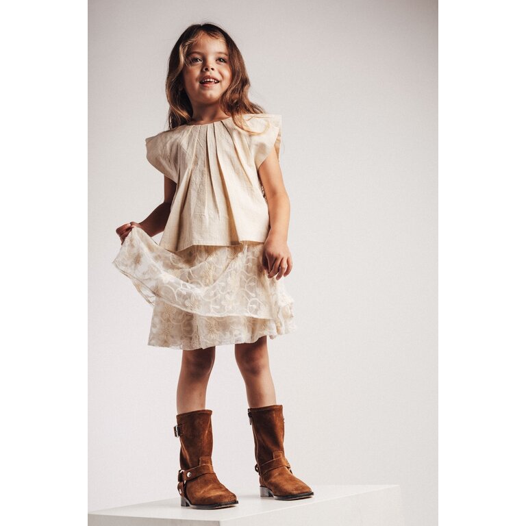 Baje Studio BAJE top korte mouw meisje Moire Beige (valt groot)