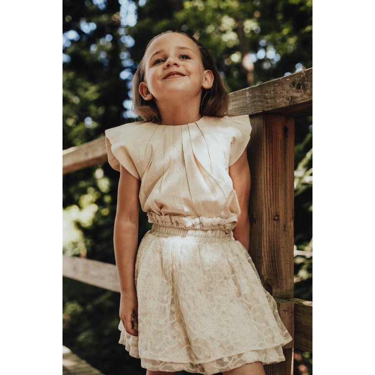 Baje Studio BAJE top korte mouw meisje Moire Beige (valt groot)