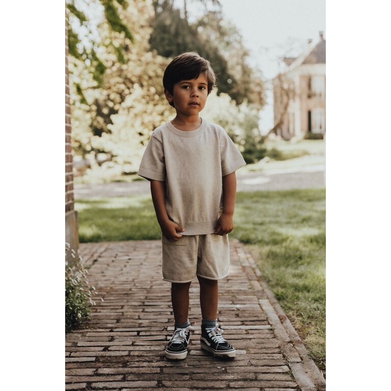Baje Studio BAJE korte broek jongen Sebastian Sand Melange beige (valt groot)