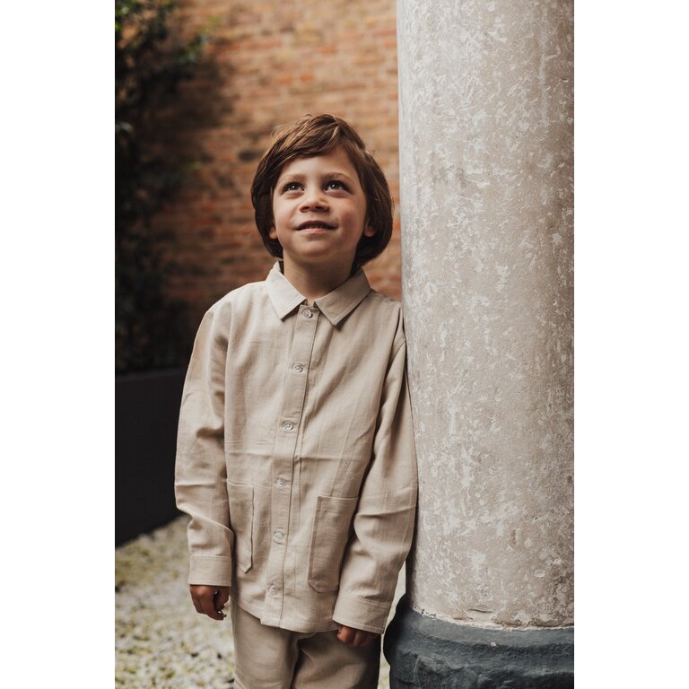 Baje Studio BAJE blouse lange mouw jongen Mace Beige (valt groot)