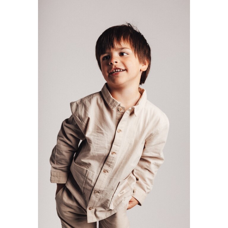 Baje Studio BAJE blouse lange mouw jongen Mace Beige (valt groot)