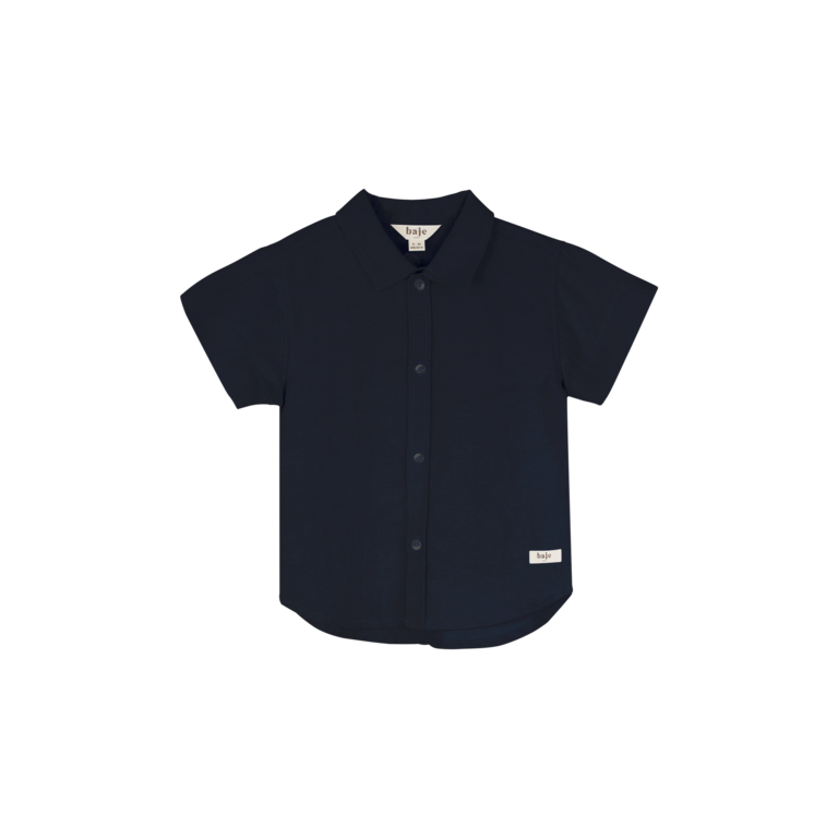 Baje Studio BAJE blouse korte mouw jongen Moises Blue Dark blauw (valt groot)