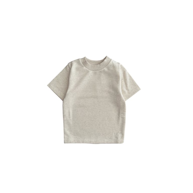 Baje Studio BAJE shirt jongen Alfaro korte mouw Creme Melange beige (valt groot)
