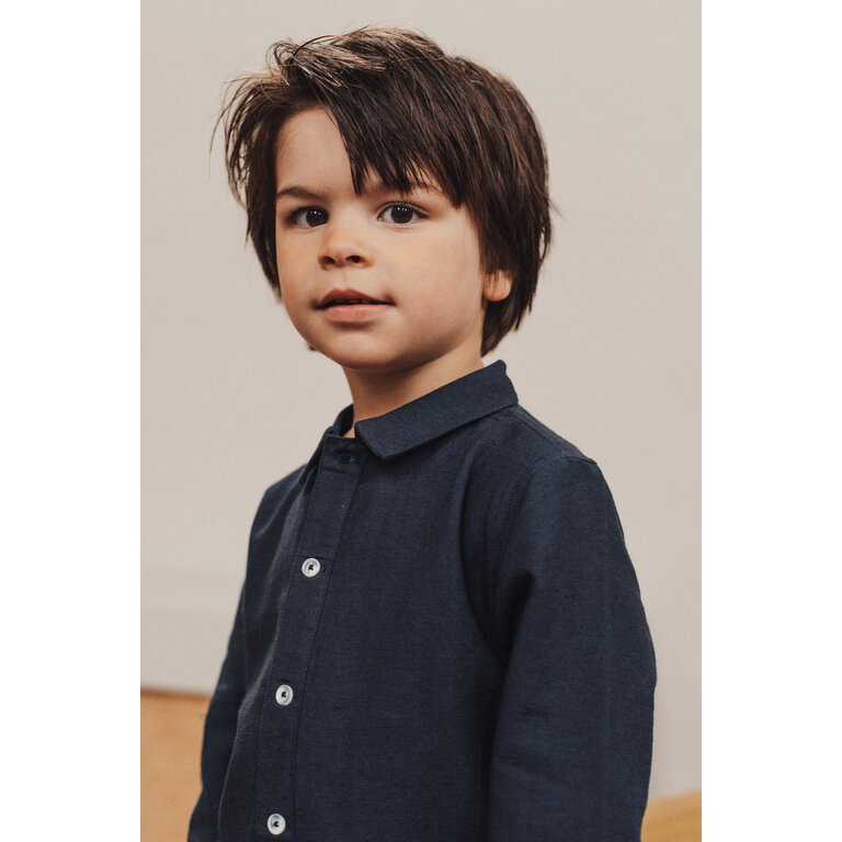 Baje Studio BAJE blouse korte mouw jongen Moises Blue Dark blauw (valt groot)
