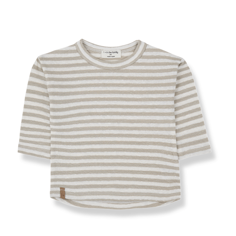 1+ in the family 1+ IN THE FAMILY shirt baby Canapost beige wit lange mouw