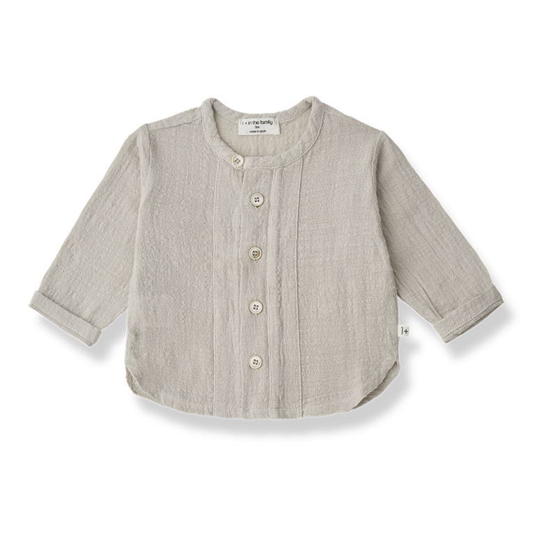 1+ in the family 1+ IN THE FAMILY shirt baby Pubol beige wit lange mouw