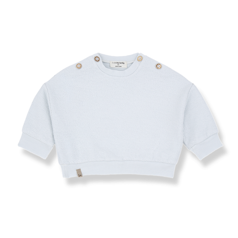 1+ in the family 1+ IN THE FAMILY trui baby Kimolos Misty Blue blauw sweater