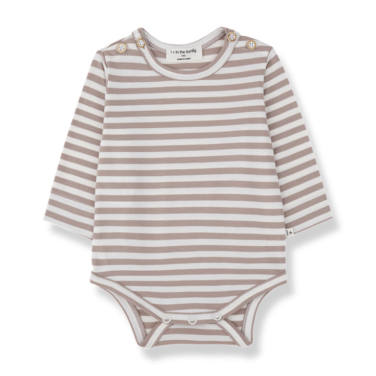 1+ in the family 1+ IN THE FAMILY shirt baby Biel taupe bruin lange mouw