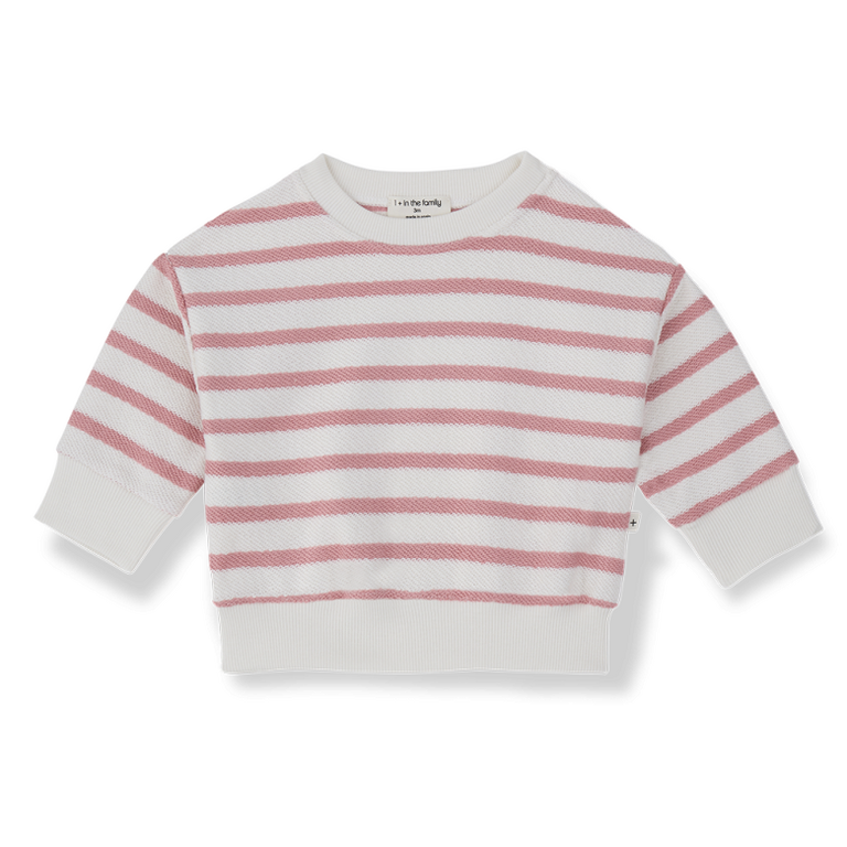 1+ in the family 1+ IN THE FAMILY trui baby Marroig Strawberry roze sweater gestreept