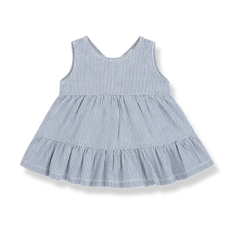 1+ in the family 1+ IN THE FAMILY jurk baby Galdana denim spijkerjurk blauw